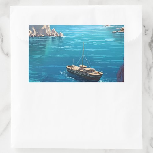 Strand in Griekenland Rechthoekige Sticker (Tas)