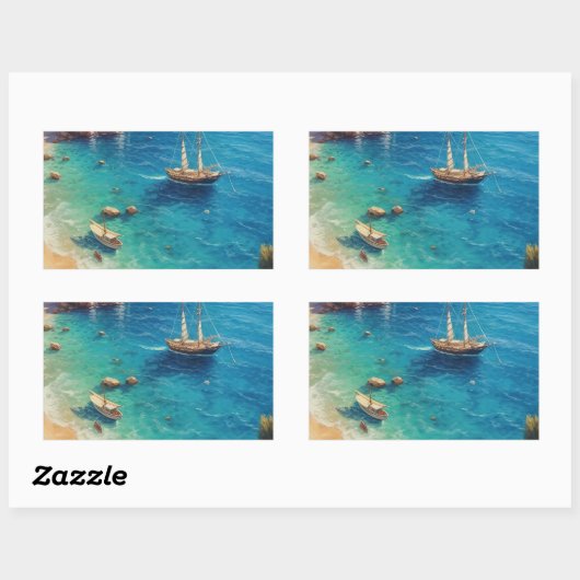 Strand in Griekenland Rechthoekige Sticker (Vel)