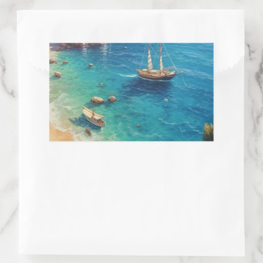 Strand in Griekenland Rechthoekige Sticker (Tas)