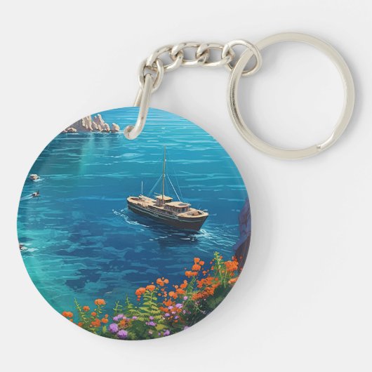 Strand in Griekenland Sleutelhanger (Achterkant)