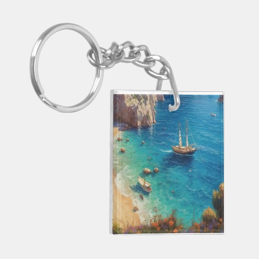 Strand in Griekenland Sleutelhanger (Voorkant Links)