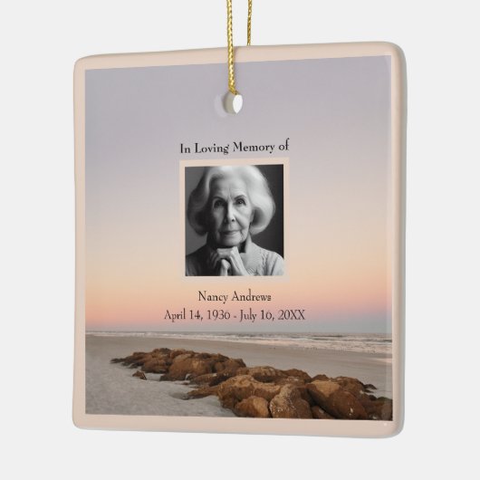 Strand in liefdevolle herinnering begrafenismonume keramisch ornament (Links)