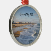 strand in Ocean City, Maryland Metalen Ornament (Rechts)
