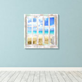 Strand in open raam kusthuisje verpakt canvas afdruk (Insitu (Houten vloer))