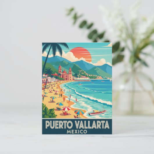 Strand in Puerto Vallarta Mexico Reizen Briefkaart (Staand voorkant)