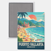 Strand in Puerto Vallarta Mexico Reizen Magneet (Voorkant / Achterkant)