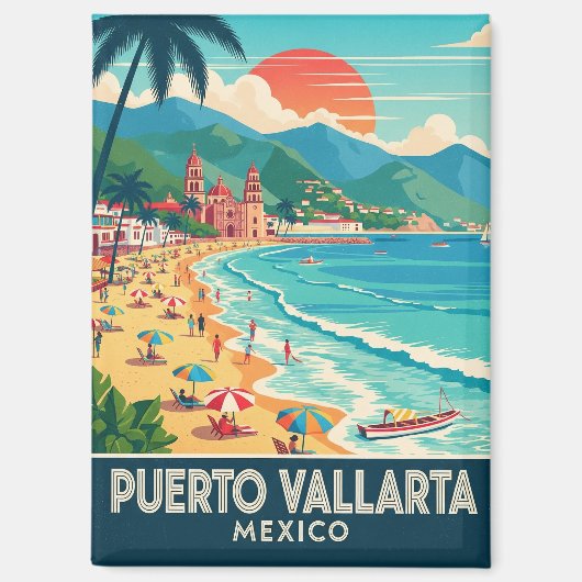 Strand in Puerto Vallarta Mexico Reizen Magneet (Voorkant)