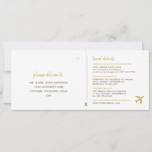 Strand Instapkaart Palmbomen Trouwkaart (Achterkant)