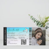 Strand instapkaart trouw save the date ticket kaart (Staand voorkant)