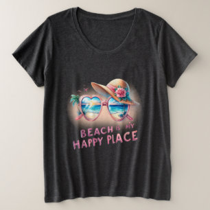 Strand is mijn gelukkige plaats grote maat t-shirt