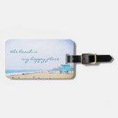 Strand is mijn gelukkige plaats modern kustschrift bagagelabel (Voorkant horizontaal)