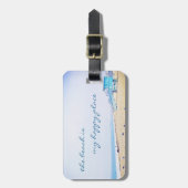 Strand is mijn gelukkige plaats modern kustschrift bagagelabel (Voorkant verticaal)