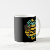 Strand is mijn Happy Place, Zomer, Surf & Palmbome Koffiemok (Voorkant rechts)