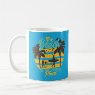 Strand is mijn Happy Place, Zomer, Surf & Palmbome Koffiemok