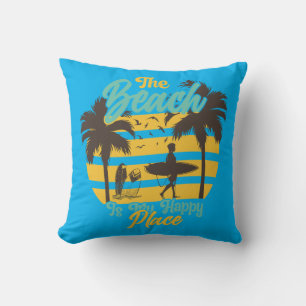 Strand is mijn Happy Place, Zomer, Surf & Palmbome Kussen