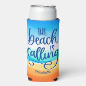 Strand is roepend | Typografie Strand Illustratie Seltzer Blikjeskoeler (Seltzer Voorkant)