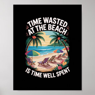 Strand Is Tijd Geleden Palmboom Ocean Retro Strand Poster