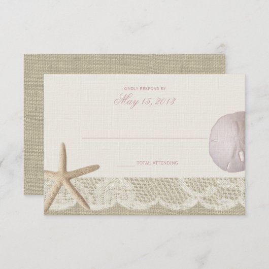  strand ivoor reactie RSVP kaartje (Voorkant / Achterkant)
