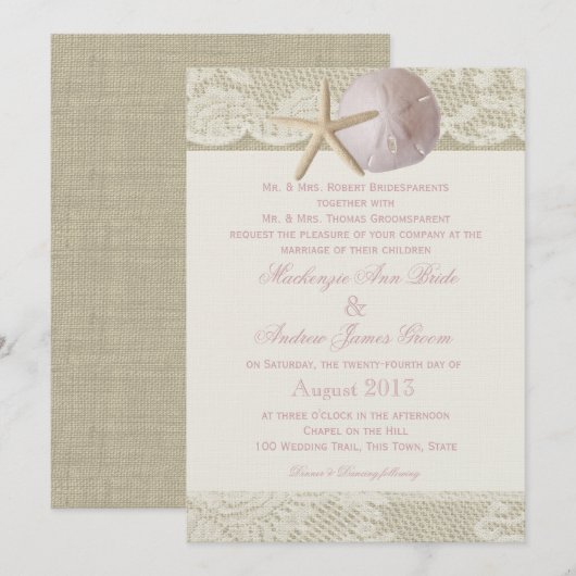  strand ivoor roze kaart (Voorkant / Achterkant)