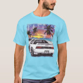 Strand jaren 1980 Witte Sportwagen Tiener Jongens  T-shirt (Voorkant)