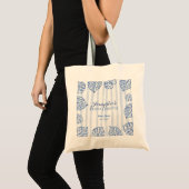 Strand JUFFER Avontuurlijk Blauwe palmbladeren Tote Bag (Voorkant (product))