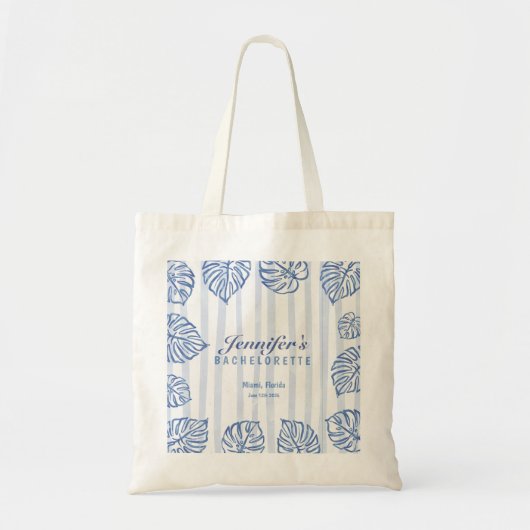 Strand JUFFER Avontuurlijk Blauwe palmbladeren Tote Bag (Voorkant)