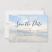 Strand kalligrafie foto Save the Date Notitiekaartje (Voorkant)