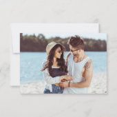 Strand kalligrafie foto Save the Date Notitiekaartje (Achterkant)