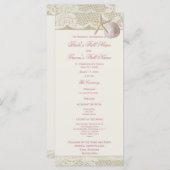 Strand Kant en Burlap Huwelijksprogramma Programmakaart (Voorkant / Achterkant)