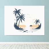 Strand kant uitzicht canvas afdruk (Insitu (Houten vloer))