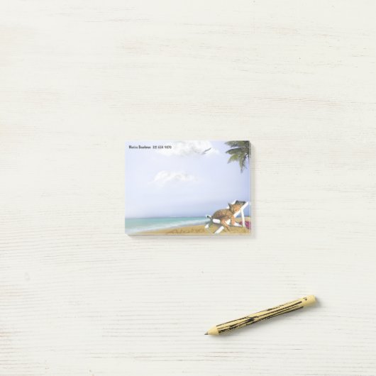 Strand Kat (aanpasbaar) Post-it® Notes (Op bureau)