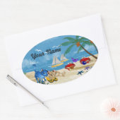 Strand Katten Zomer Ovale Sticker (Envelop)