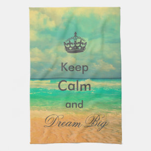  strand "Keep Calm and Dream Big", citaat Theedoek