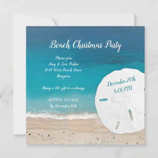 Strand kerst nieuwjaarsfeest uitnodiging (Voorkant)