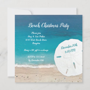 Strand kerst nieuwjaarsfeest uitnodiging