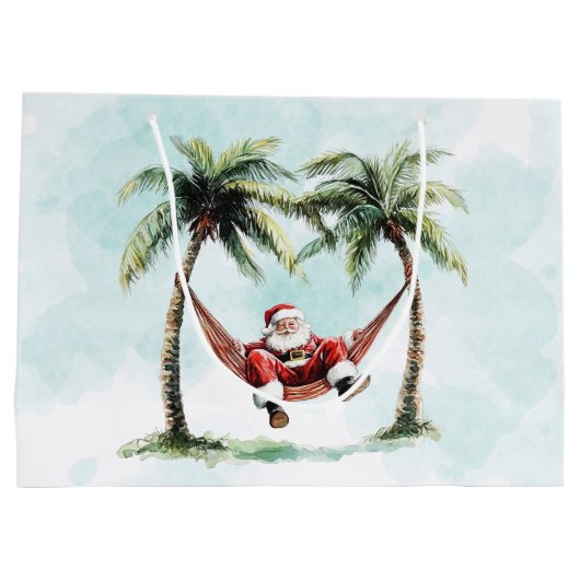 Strand Kerst Palm Tree Santa Hammock Tropical Groot Cadeauzakje (Achterkant)