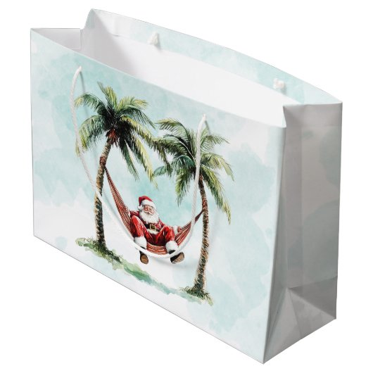 Strand Kerst Palm Tree Santa Hammock Tropical Groot Cadeauzakje (Achterkant Gekanteld)
