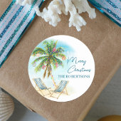 Strand Kerst Tropische Palm Tree Ronde Sticker