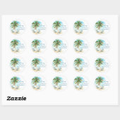 Strand Kerst Tropische Palm Tree Ronde Sticker (Vel)