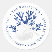 Strand Kerst Zand Dollar Marine Terugkeer Adres Ronde Sticker (Voorkant)
