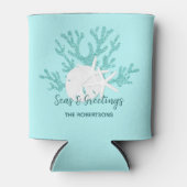 Strand Kerst Zand Dollar Zeester Aqua Blauw Blikjeskoeler (Voorkant)