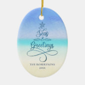 Strand Kerst Zeeen en Groeten Keramisch Ornament (Voorkant)