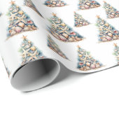Strand Kerstboom Patroon Cadeaupapier (Rol Hoek)