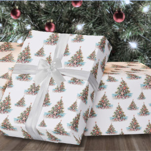 Strand Kerstboom Patroon Cadeaupapier