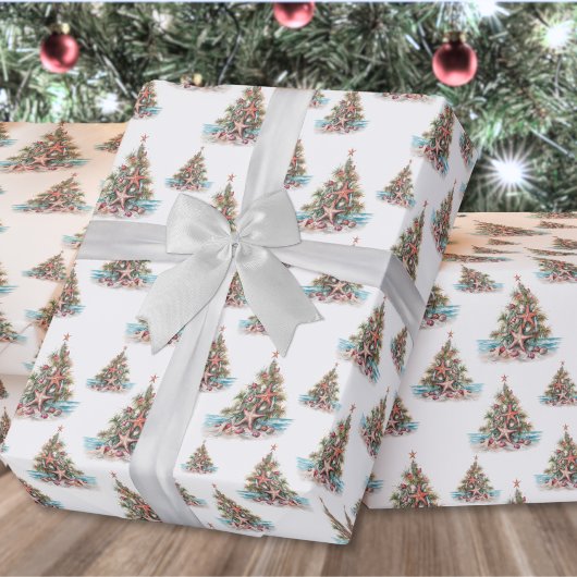 Strand Kerstboom Patroon Cadeaupapier