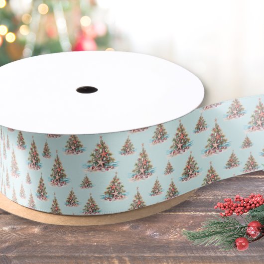 Strand Kerstboom Patroon Satijnen Lint