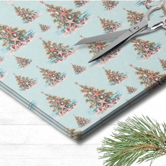 Strand Kerstboom Patroon Tissuepapier