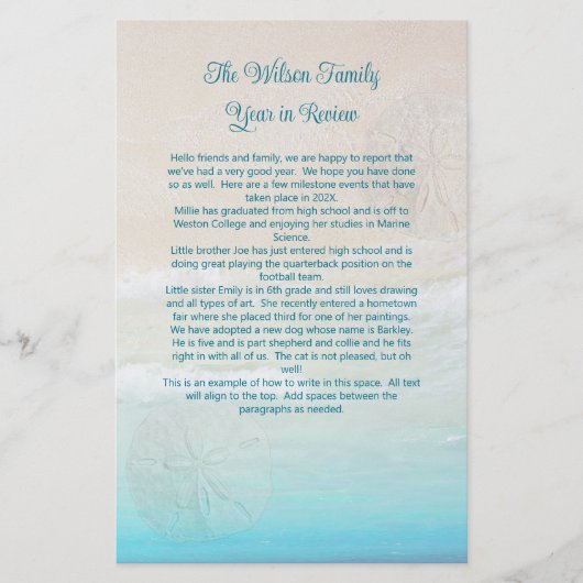 Strand Kerstbrief Sjabloon Briefpapier (Voorkant)