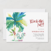 Strand Kerstfeest Waterverf Palm Tree Santa Kaart (Voorkant)