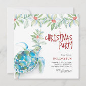 Strand Kerstfeest Waterverf Zee Schildpad Kaart (Voorkant)